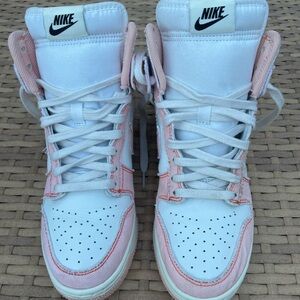 Nike White and Pink High-Top Sneakers